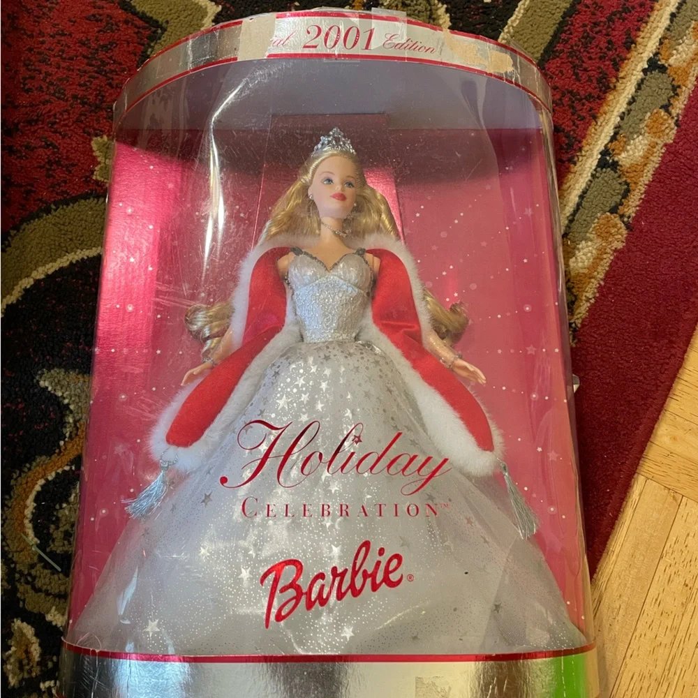 Barbie 2001 Holiday Celebration Barbie 12 inches tall w/doll‎ stand in box